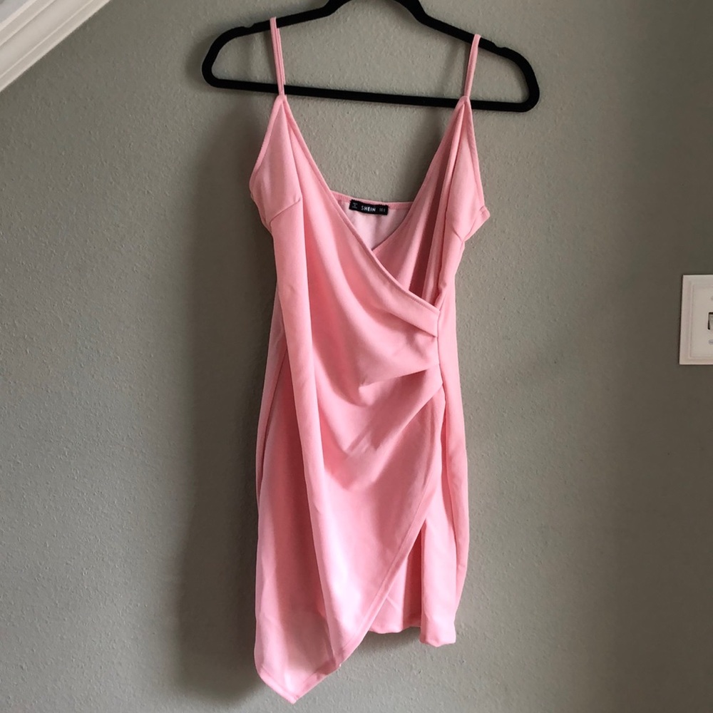 SHEIN Wrap Asymmetrical Hem Slip Dress